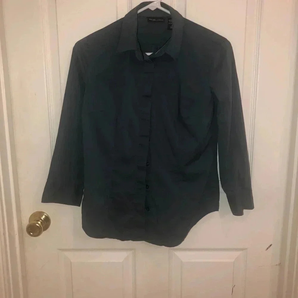 Ny and co stretch shirt / forest green sz sm
